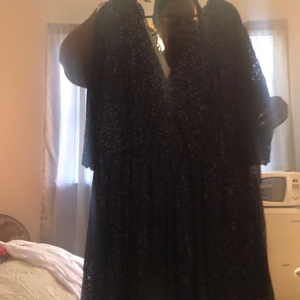 Navy blue & nude lace dress